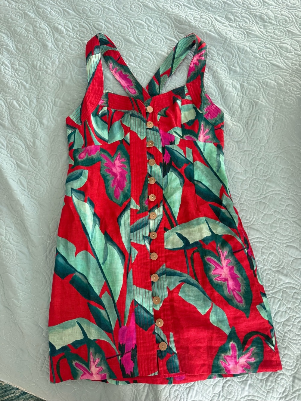 Farm Rio Red Tropical Print Sundress with Crisscross Back - Picture 4 of 6